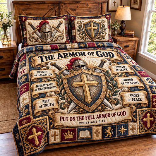 Armor of God Strength 3-Piece Quilted Bedding Set GFTONPT1945