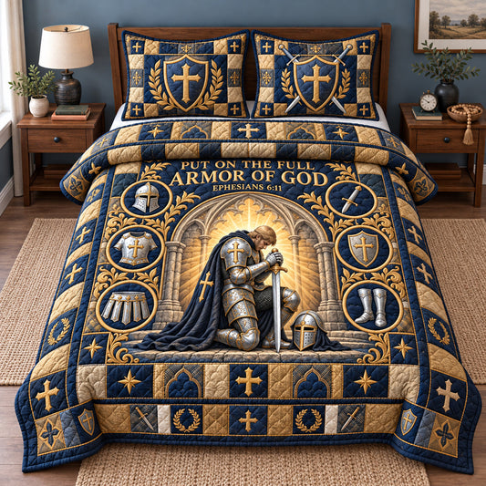 Armor of God Victory 3-Piece Quilted Bedding Set GFTONPT1946