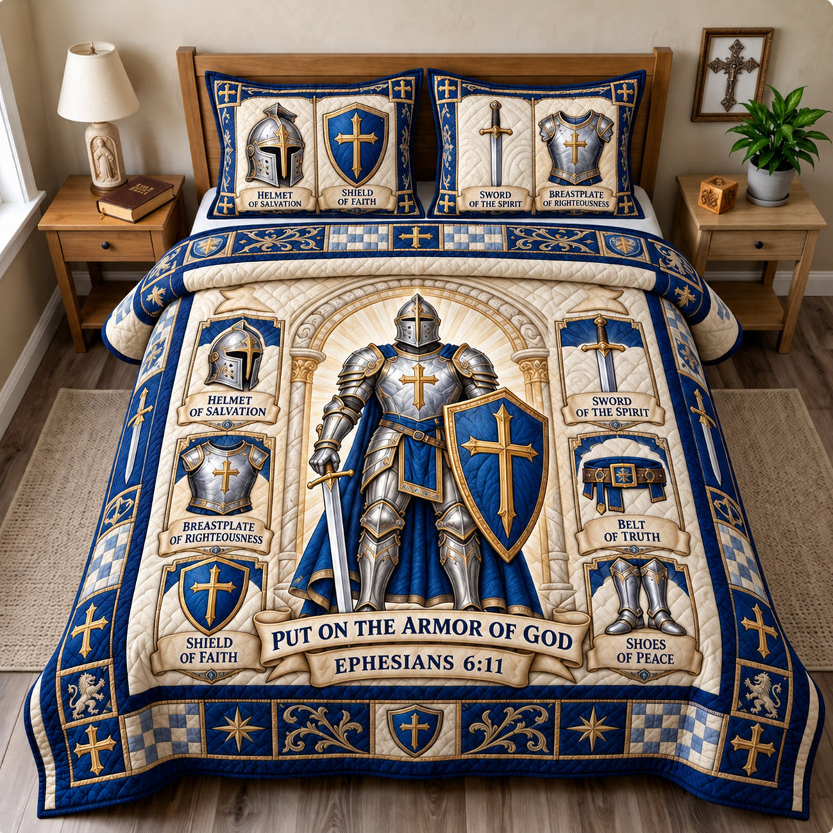 Armor of God Courage 3-Piece Quilted Bedding Set GFTONPT1948
