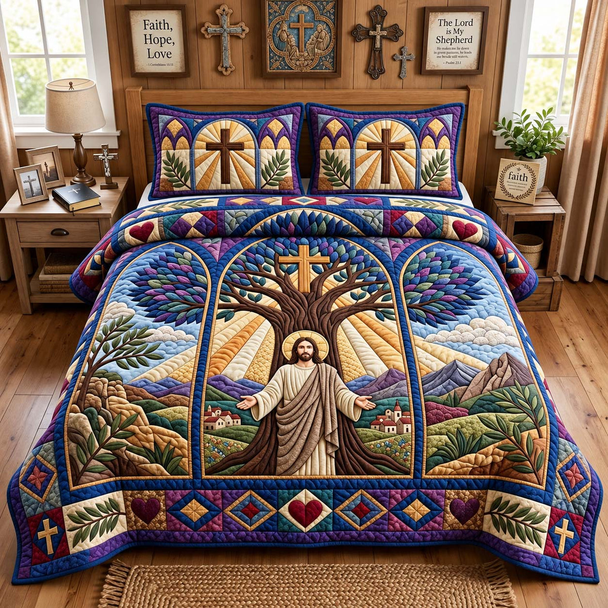 Faith Grows Here 3-Piece Quilted Bedding Set GFTONTD3937