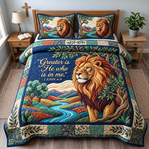 Greater Is He 3-Piece Quilted Bedding Set GFTONTD3973