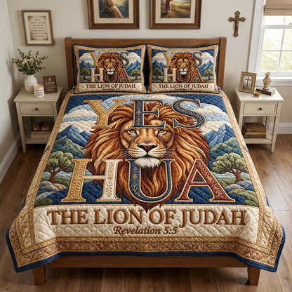 Yeshua Lion of Judah 3-Piece Quilted Bedding Set GFTONTD3976