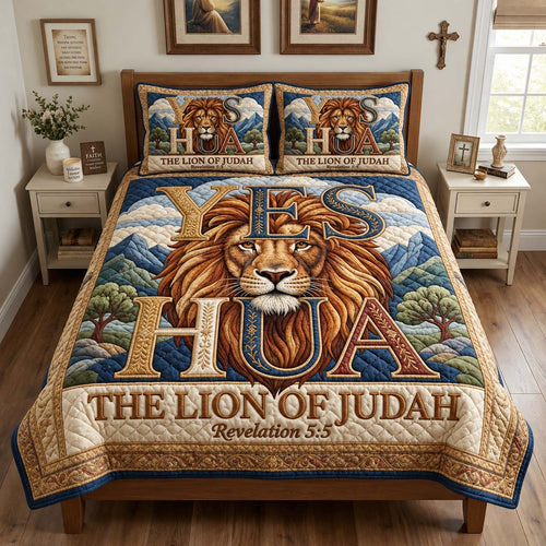 Yeshua Lion of Judah 3-Piece Quilted Bedding Set GFTONTD3976