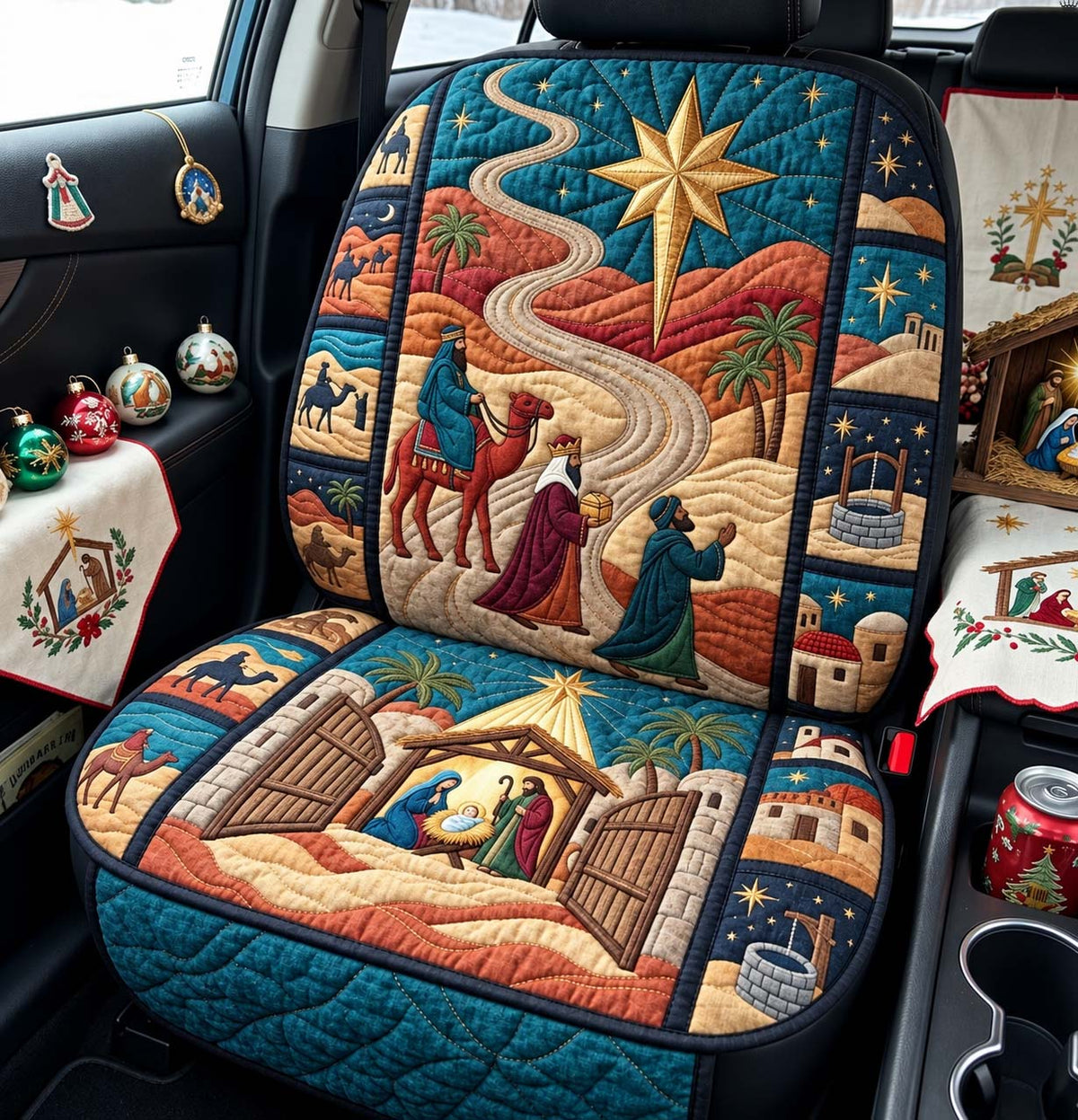 Journey To Bethlehem Quilted Car Seat Protector GFTONTD3986