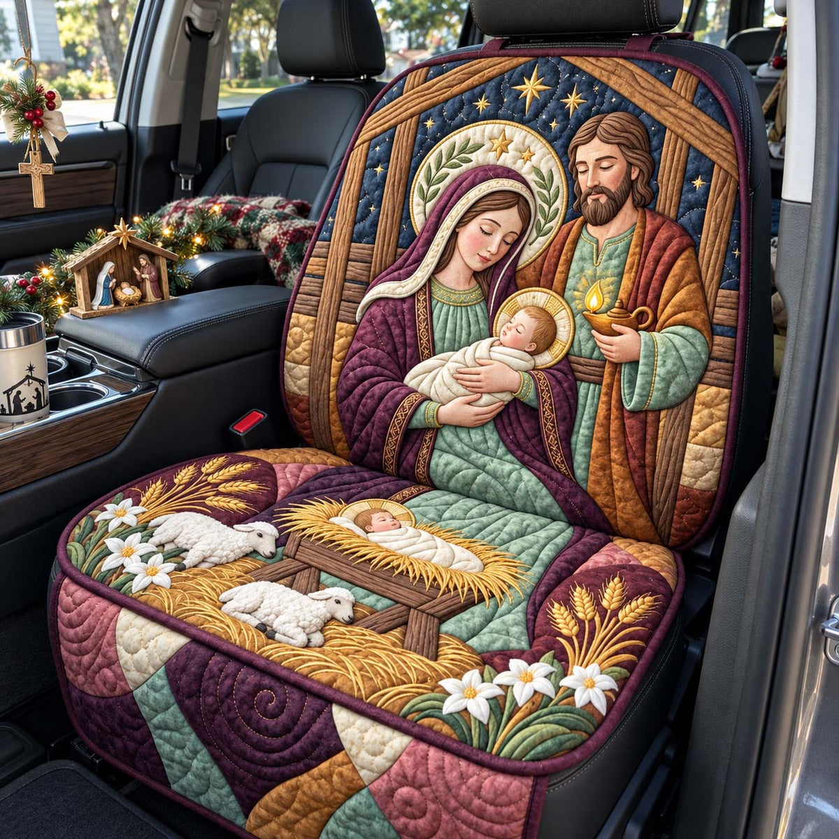 Holy Family Light Quilted Car Seat Protector GFTONTD3987