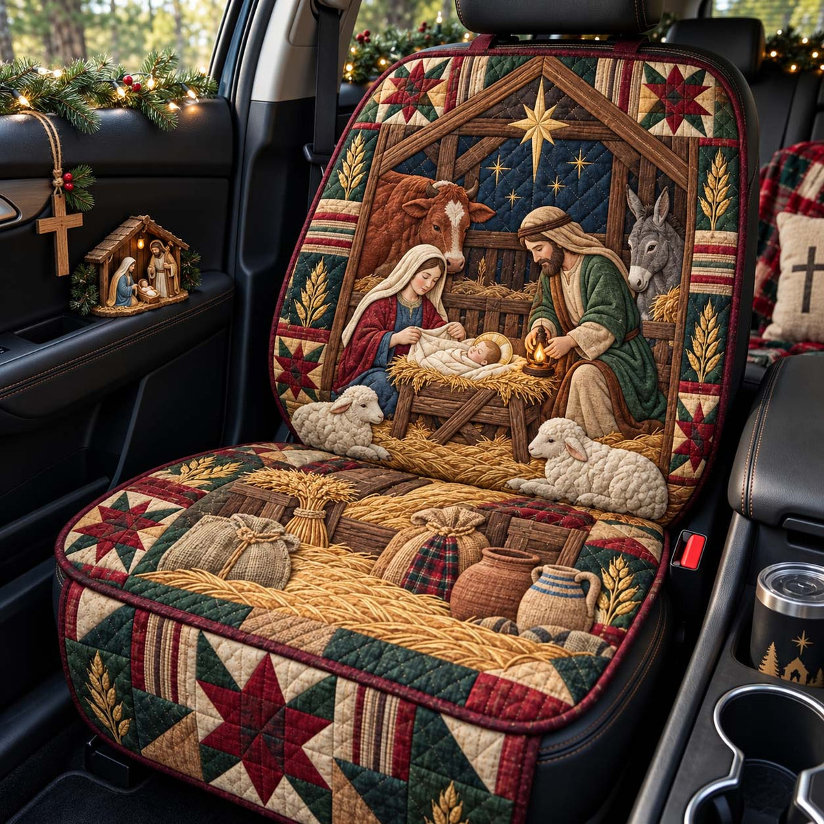 Bethlehem Stable Blessing Quilted Car Seat Protector GFTONTD3990