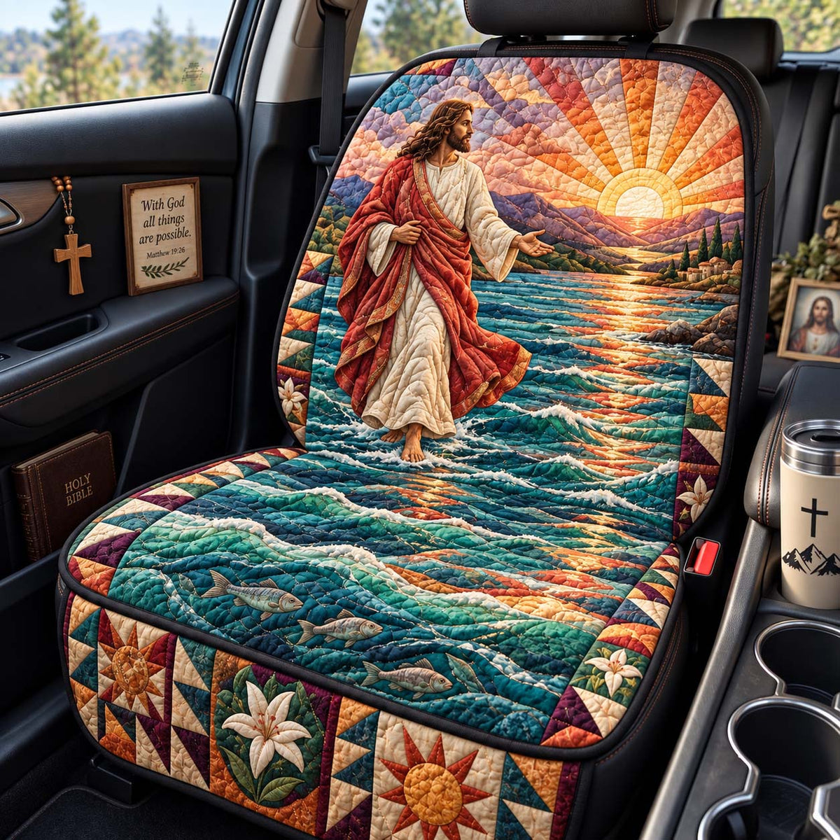 Faith Over The Waves Quilted Car Seat Protector GFTONTD3996