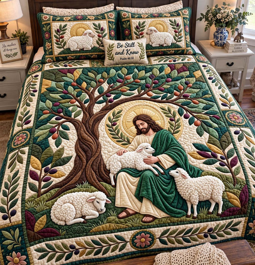 Still Beneath His Tree 3-Piece Quilted Bedding Set GFTONTD4028