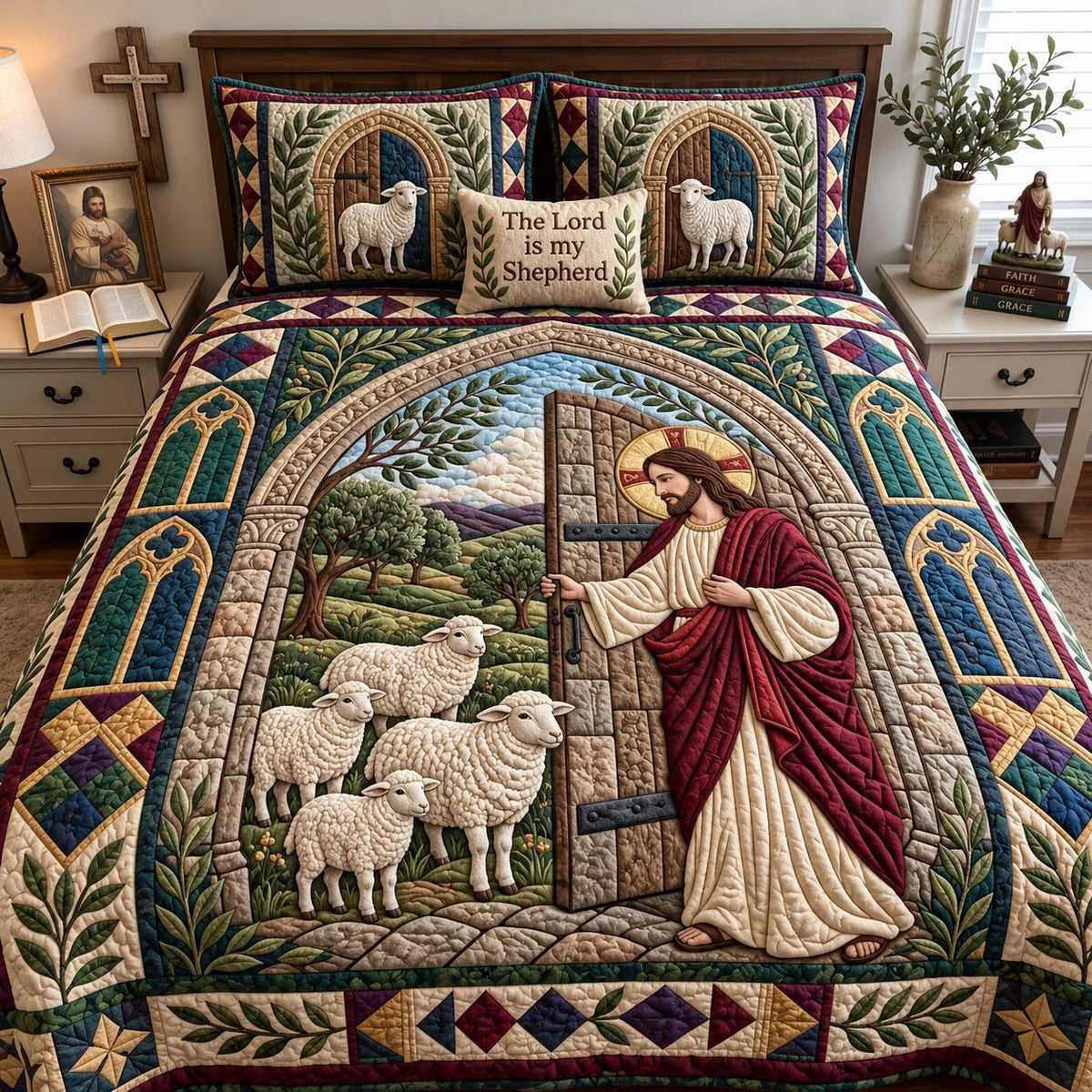 Shepherd at the Gate 3-Piece Quilted Bedding Set GFTONTD4030