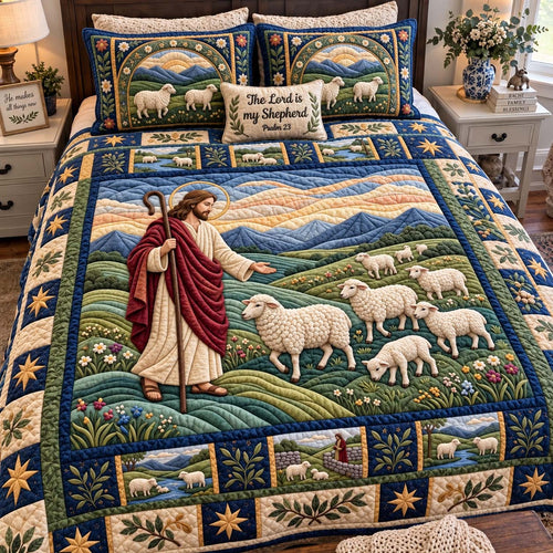 Valley of His Flock 3-Piece Quilted Bedding Set GFTONTD4033