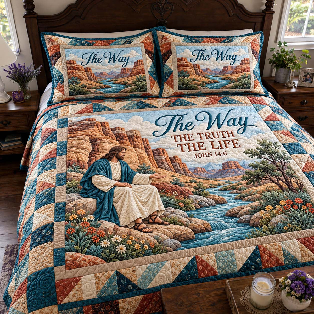The Way And Truth 3-Piece Quilted Bedding Set GFTONTD4091