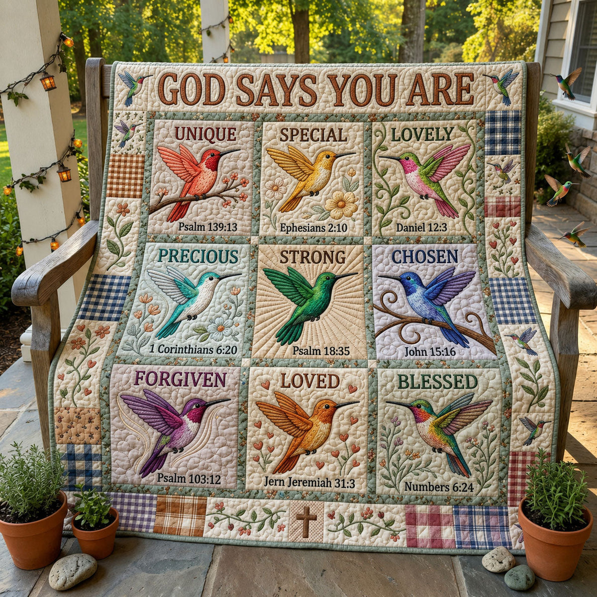 God Says You Are Hummingbird Quilted Blanket GFTOPND1023