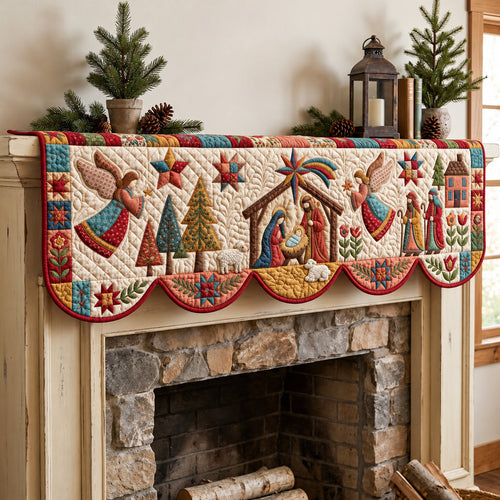 Blessed Nativity Quilted Mantel Scarf GFTOPND3515