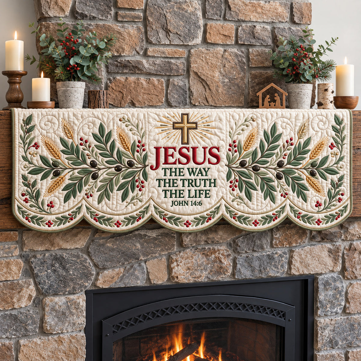 Christian Faith Quilted Mantel Scarf GFTOPND3520