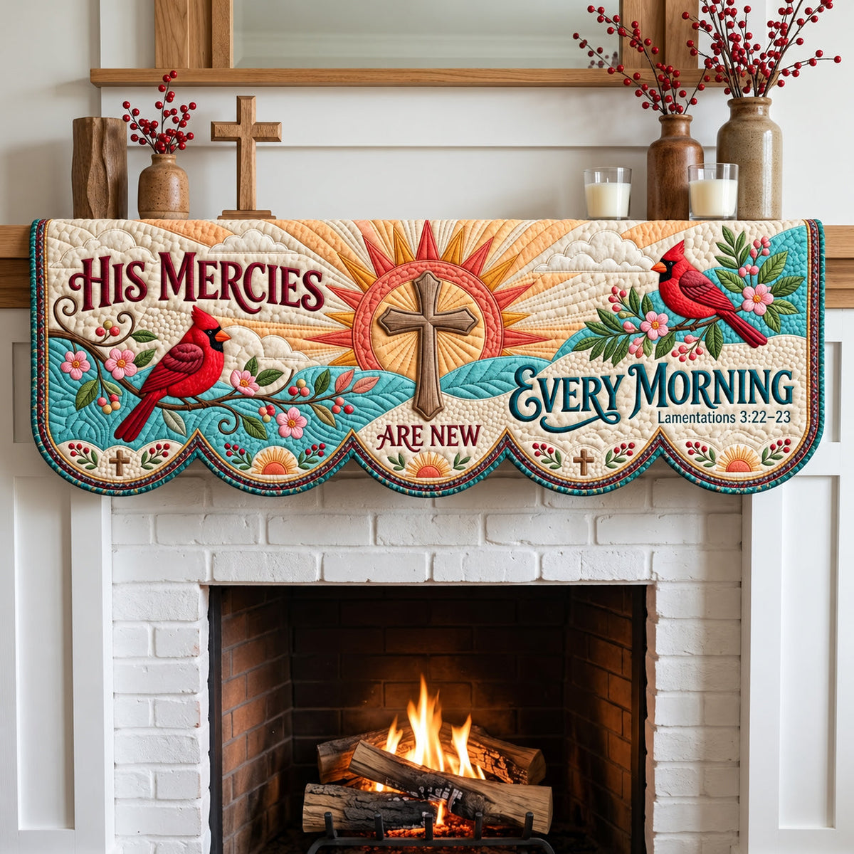 Christian Faith Quilted Mantel Scarf GFTOPND3600