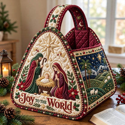 Joy To The World Christmas Quilted Basket GFTOPND3637