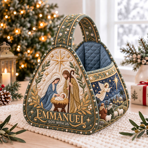 God With Us Christmas Quilted Basket GFTOPND3640