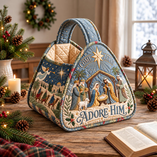 Let Us Adore Him Christmas Quilted Basket GFTOPND3641