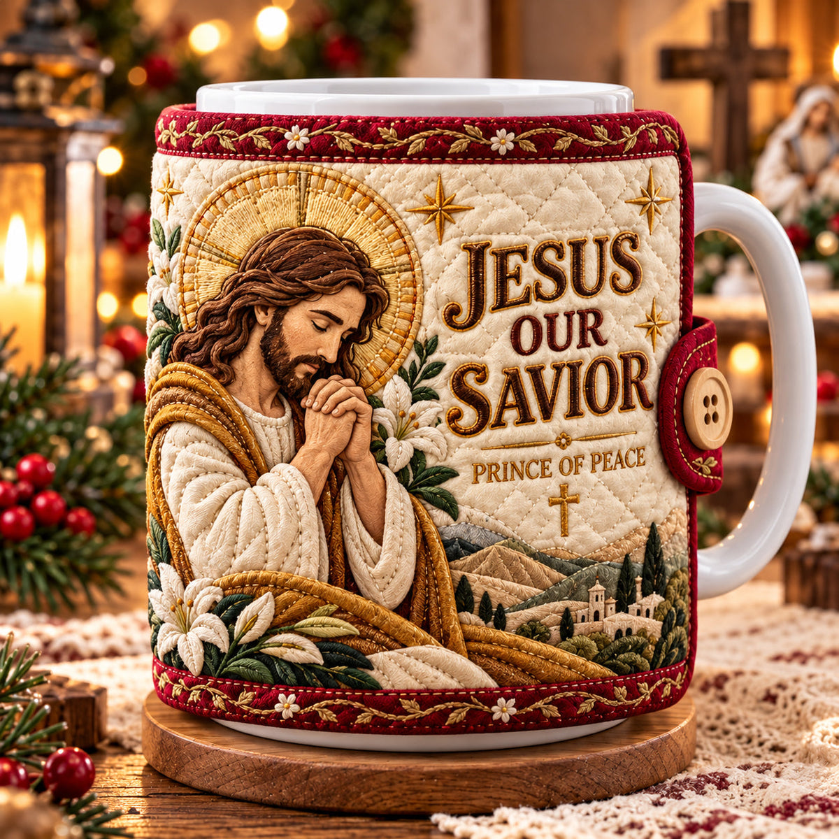Peaceful Jesus Quilted Mug Cozy GFTOPND3642