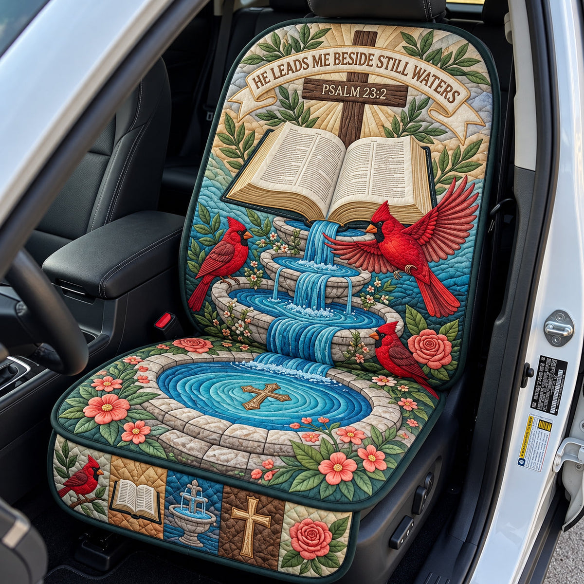 He Leads Me Quilted Car Seat Protector GFTOPND3717