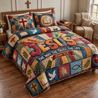 The Way The Truth The Life 3-Piece Quilted Bedding Set GFTOPND3758
