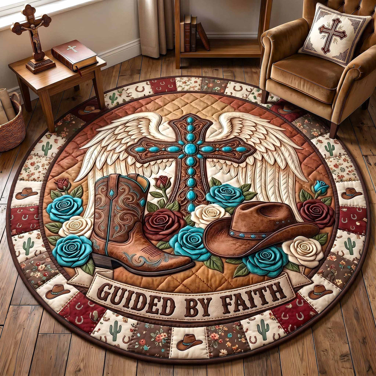 Western Grace Quilted Round Mat GFTOTP19917 C2