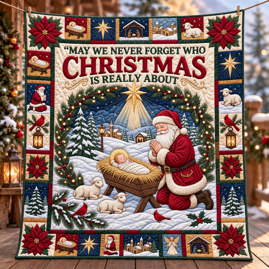 Snowy Kneeling Santa Quilted Blanket GFTOTP22502