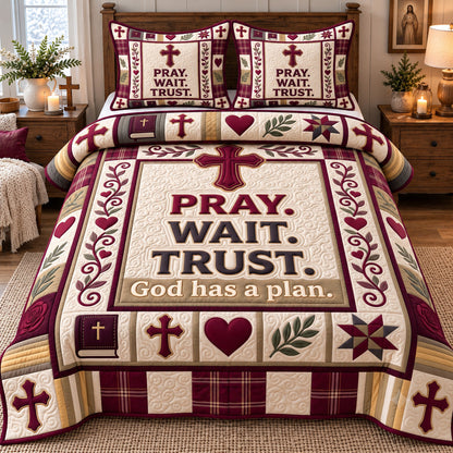 Pray Wait Trust 3-Piece Quilted Bedding Set GFTOTP22511