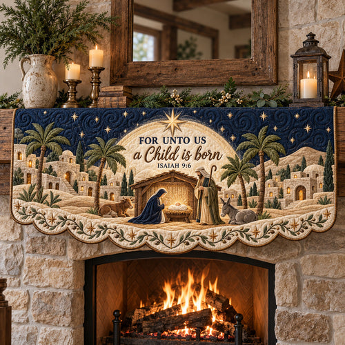 A Child Is Born Quilted Mantel Scarf GFTOTP22795