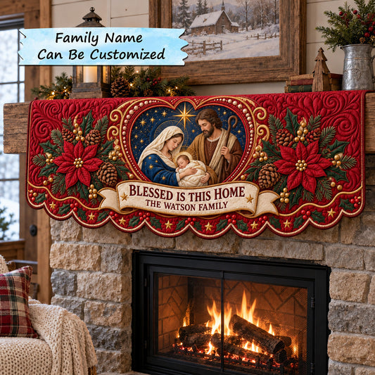 Personalized Nativity Scene Quilted Mantel Scarf QTCUZ GFTOTP22798