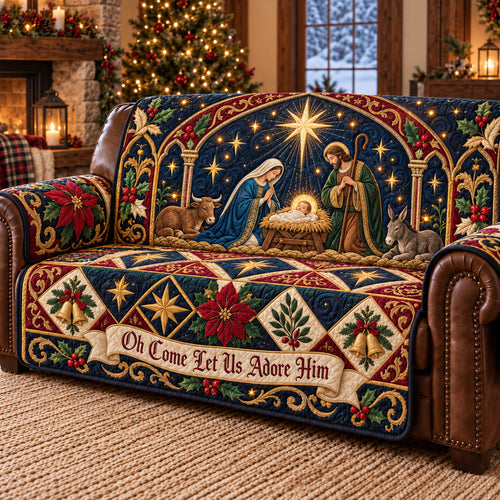 Let Us Adore Him Quilted Sofa Cover GFTOTP22924