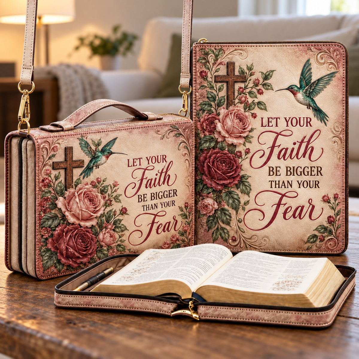 Faith Bigger Than Fear Leather Bible Cover GFTOTP22983