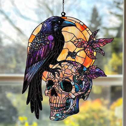 Mystic Raven Stained Glass Suncatcher GFTOTP5067
