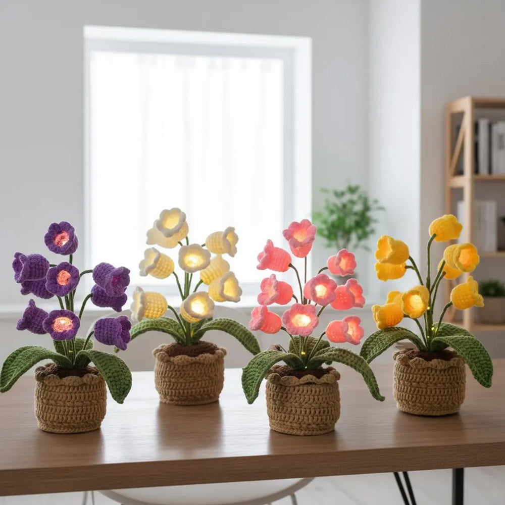 Ever Bloom Lily of the Valley Crochet Night Lamp - Unique Mother’s Day Gift for Mom, Grandma, Wife